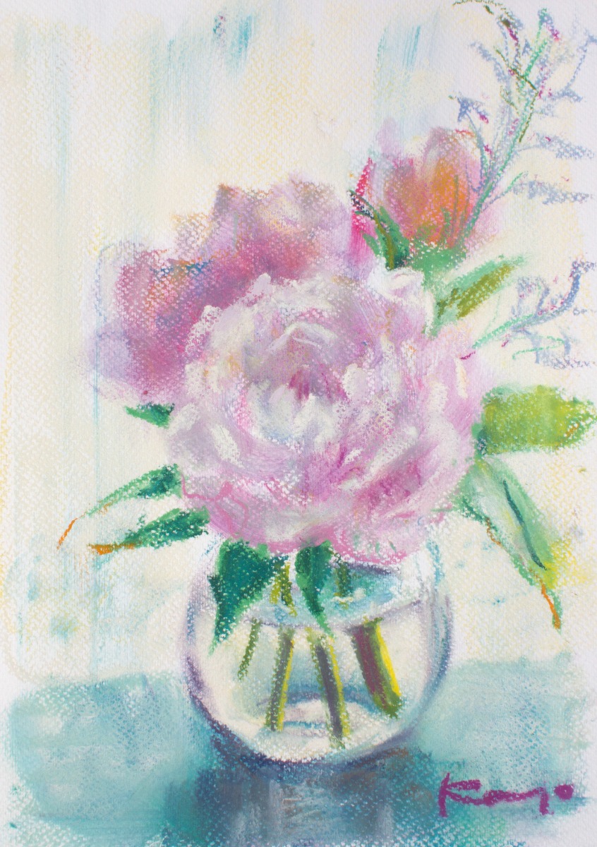 窓辺の芍薬 - 松川佳代 ｜コスモスギャラリー：インテリア絵画の購入